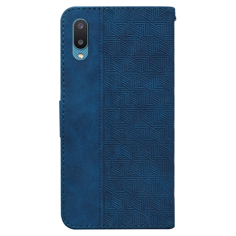 For Samsung Galaxy A02 / M02 Indian Version Geometric Embossed Leather Phone Case(Blue)