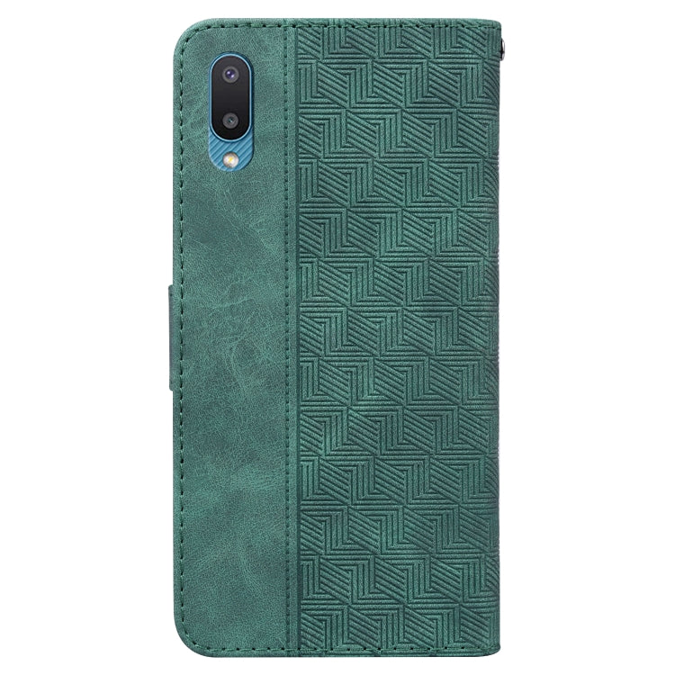 For Samsung Galaxy A02 / M02 Indian Version Geometric Embossed Leather Phone Case(Green)