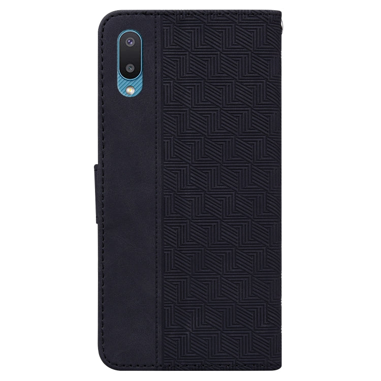 For Samsung Galaxy A02 / M02 Indian Version Geometric Embossed Leather Phone Case(Black)