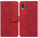 For Samsung Galaxy A02 / M02 Indian Version Geometric Embossed Leather Phone Case(Red)