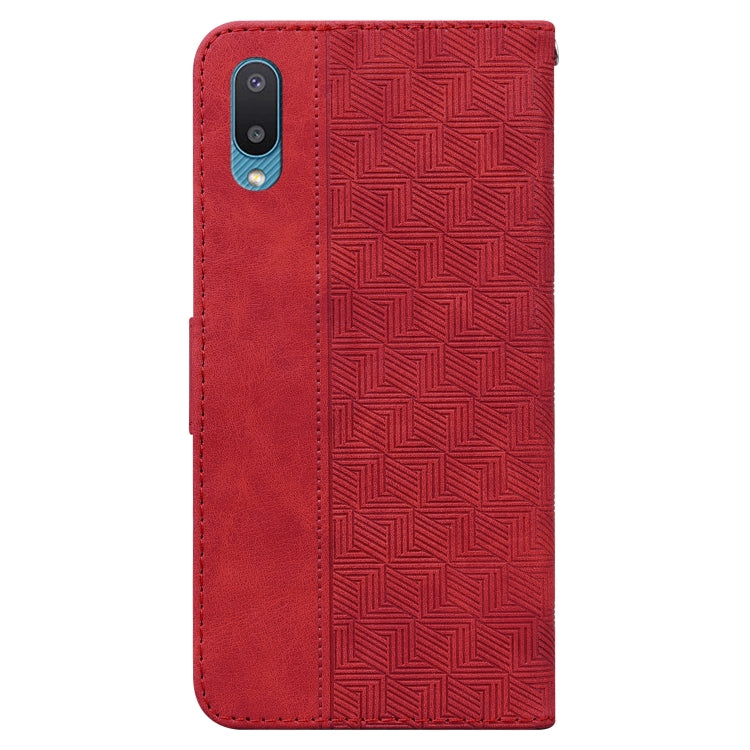 For Samsung Galaxy A02 / M02 Indian Version Geometric Embossed Leather Phone Case(Red)