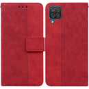 For Samsung Galaxy A12 5G Geometric Embossed Leather Phone Case(Red)