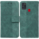 For Samsung Galaxy A21s Geometric Embossed Leather Phone Case(Green)