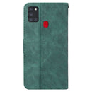 For Samsung Galaxy A21s Geometric Embossed Leather Phone Case(Green)