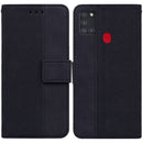 For Samsung Galaxy A21s Geometric Embossed Leather Phone Case(Black)