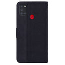 For Samsung Galaxy A21s Geometric Embossed Leather Phone Case(Black)