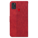 For Samsung Galaxy A21s Geometric Embossed Leather Phone Case(Red)