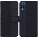 For Samsung Galaxy A22 4G Geometric Embossed Leather Phone Case(Black)