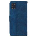 For Samsung Galaxy A31 Geometric Embossed Leather Phone Case(Blue)