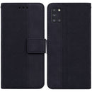 For Samsung Galaxy A31 Geometric Embossed Leather Phone Case(Black)