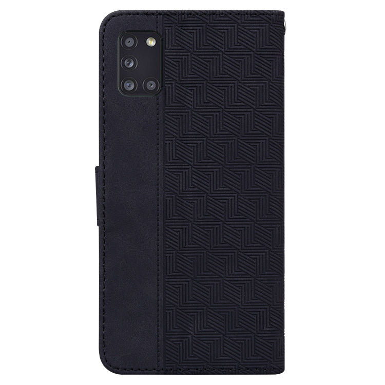 For Samsung Galaxy A31 Geometric Embossed Leather Phone Case(Black)