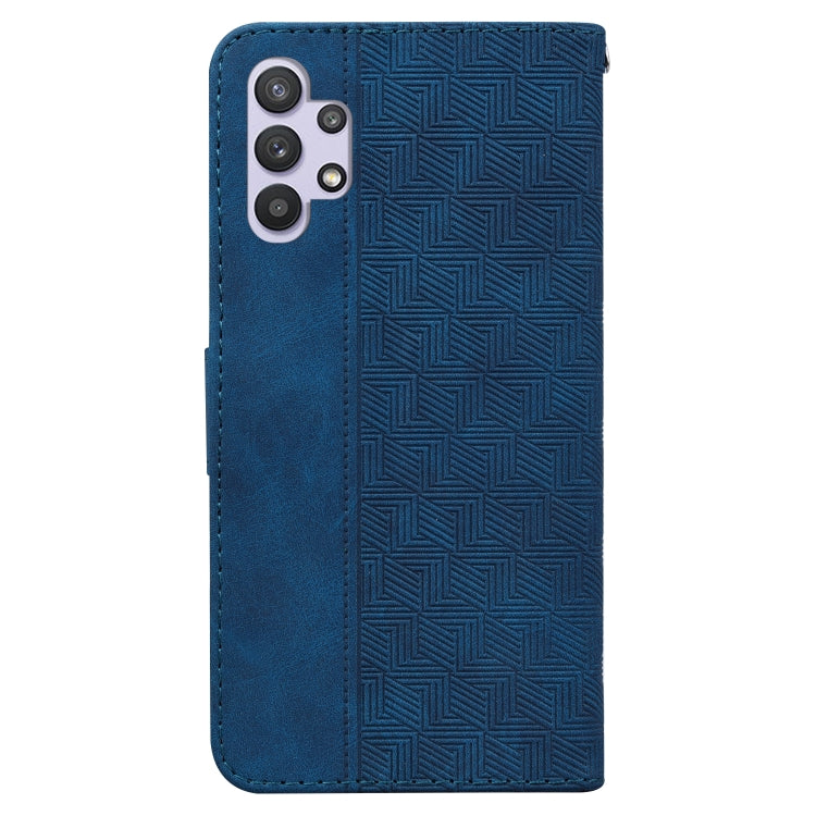For Samsung Galaxy A32 5G Geometric Embossed Leather Phone Case(Blue)