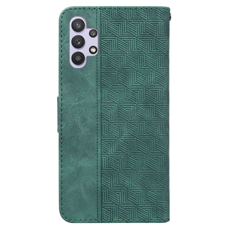 For Samsung Galaxy A32 5G Geometric Embossed Leather Phone Case(Green)