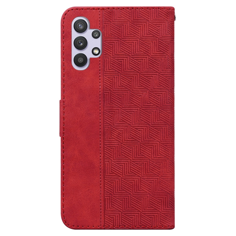 For Samsung Galaxy A32 5G Geometric Embossed Leather Phone Case(Red)