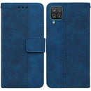 For Samsung Galaxy F22 4G Geometric Embossed Leather Phone Case(Blue)