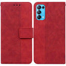 For OPPO Reno5 5G / 4G / Find X3 Lite Geometric Embossed Leather Phone Case(Red)