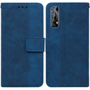 For OPPO Realme 7 / Narzo 20 Pro Geometric Embossed Leather Phone Case(Blue)