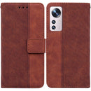 For Xiaomi 12 / 12X Geometric Embossed Leather Phone Case(Brown)