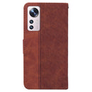 For Xiaomi 12 / 12X Geometric Embossed Leather Phone Case(Brown)