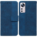 For Xiaomi 12 / 12X Geometric Embossed Leather Phone Case(Blue)