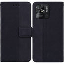 For Xiaomi Redmi 10C Geometric Embossed Leather Phone Case(Black)