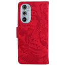 For Motorola Edge 30 Pro Tiger Embossing Pattern Horizontal Flip Leather Phone Case(Red)