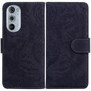 For Motorola Edge 30 Pro Tiger Embossing Pattern Horizontal Flip Leather Phone Case(Black)