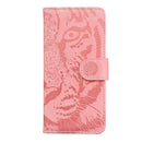 For Motorola Moto G22 Tiger Embossing Pattern Horizontal Flip Leather Phone Case(Pink)