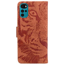 For Motorola Moto G22 Tiger Embossing Pattern Horizontal Flip Leather Phone Case(Brown)