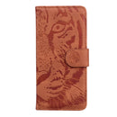 For Motorola Moto G22 Tiger Embossing Pattern Horizontal Flip Leather Phone Case(Brown)