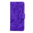 For Motorola Moto G22 Tiger Embossing Pattern Horizontal Flip Leather Phone Case(Purple)