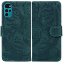 For Motorola Moto G22 Tiger Embossing Pattern Horizontal Flip Leather Phone Case(Green)
