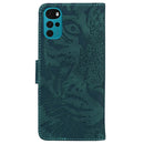 For Motorola Moto G22 Tiger Embossing Pattern Horizontal Flip Leather Phone Case(Green)