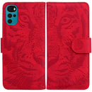 For Motorola Moto G22 Tiger Embossing Pattern Horizontal Flip Leather Phone Case(Red)