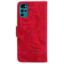 For Motorola Moto G22 Tiger Embossing Pattern Horizontal Flip Leather Phone Case(Red)