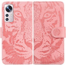 For Xiaomi 12 Pro Tiger Embossing Pattern Horizontal Flip Leather Phone Case(Pink)