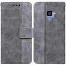 For Samsung Galaxy S9 Geometric Embossed Leather Phone Case(Grey)
