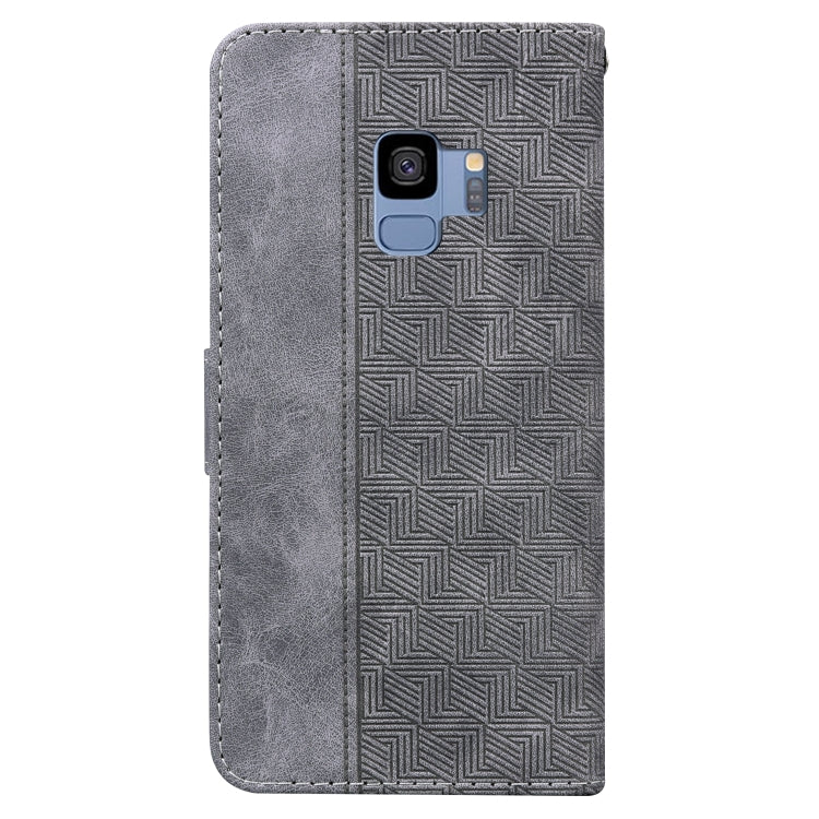 For Samsung Galaxy S9 Geometric Embossed Leather Phone Case(Grey)