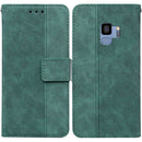 For Samsung Galaxy S9 Geometric Embossed Leather Phone Case(Green)