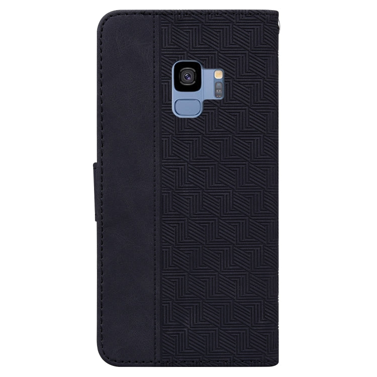 For Samsung Galaxy S9 Geometric Embossed Leather Phone Case(Black)