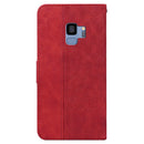 For Samsung Galaxy S9 Geometric Embossed Leather Phone Case(Red)