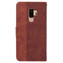 For Samsung Galaxy S9+ Geometric Embossed Leather Phone Case(Brown)
