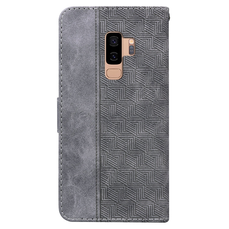 For Samsung Galaxy S9+ Geometric Embossed Leather Phone Case(Grey)