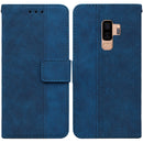For Samsung Galaxy S9+ Geometric Embossed Leather Phone Case(Blue)