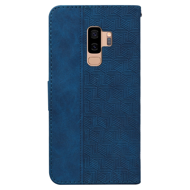 For Samsung Galaxy S9+ Geometric Embossed Leather Phone Case(Blue)