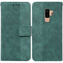 For Samsung Galaxy S9+ Geometric Embossed Leather Phone Case(Green)