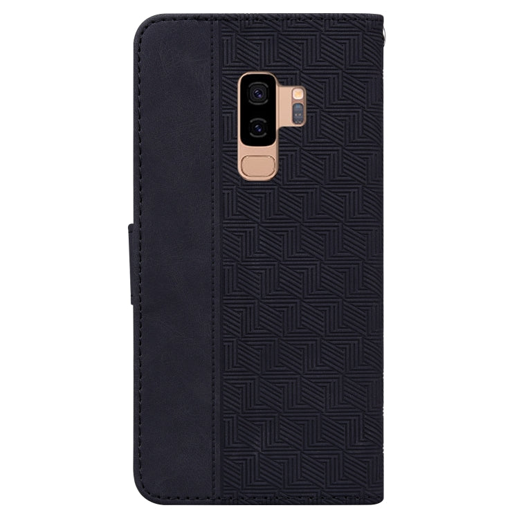 For Samsung Galaxy S9+ Geometric Embossed Leather Phone Case(Black)