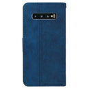 For Samsung Galaxy S10 Geometric Embossed Leather Phone Case(Blue)