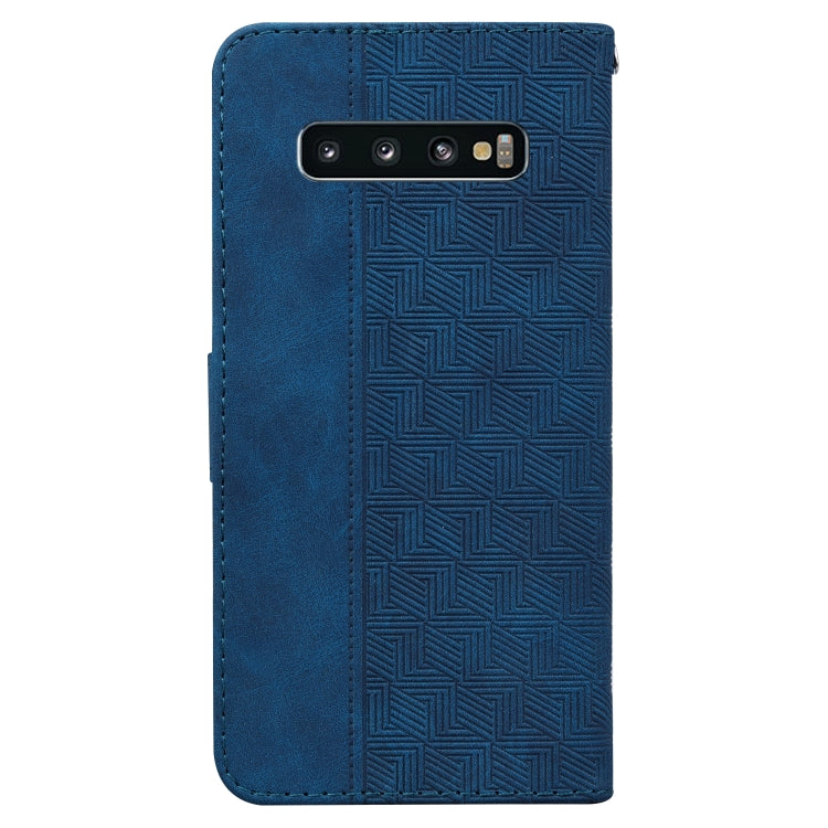 For Samsung Galaxy S10 Geometric Embossed Leather Phone Case(Blue)