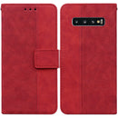 For Samsung Galaxy S10 Geometric Embossed Leather Phone Case(Red)